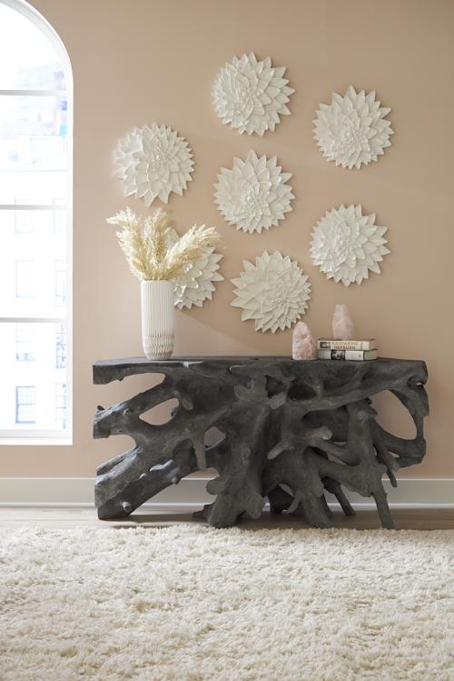 Phillips Collection Beau Cast Root  Table Charcoal Stone Console