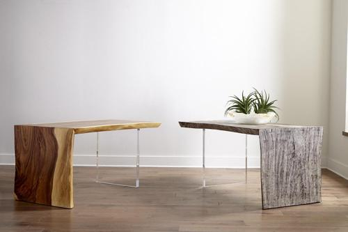 Phillips Collection Waterfall Gray Stone Acrylic Leg Desk