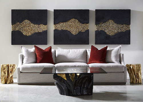 Phillips Collection Geode Texture Panel Black and Gold Wall Decor Wall Art