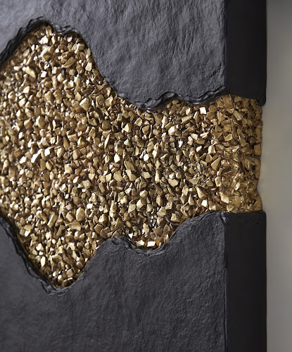 Phillips Collection Geode Texture Panel Black and Gold Wall Decor Wall Art