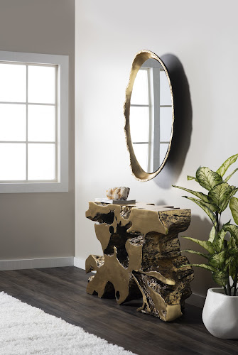 Phillips Collection Broken Egg , Black and Gold Leaf Black Mirror
