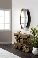 Phillips Collection Broken Egg , Black and Gold Leaf Black Mirror