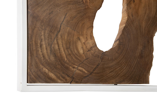 Phillips Collection Framed Slice Wall Tile, Teak Wood, White Frame Brown Wall Art