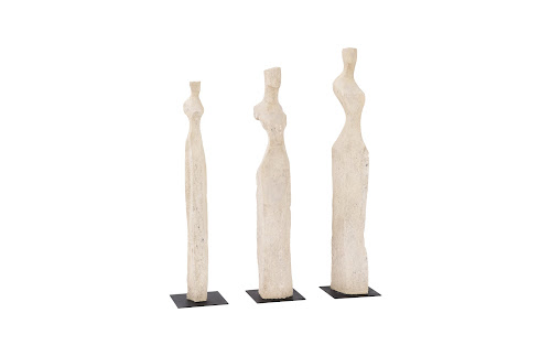 Phillips Collection Cast Women Sculptures, Roman Stone Set of 3 Accent
