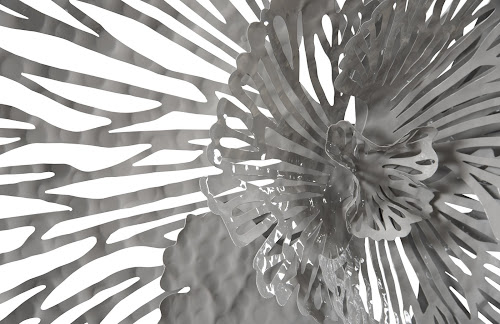 Phillips Collection Flower Wall Art, Medium, Gray, Metal Gray Accent