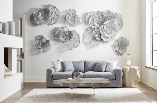 Phillips Collection Flower Wall Art, Medium, Gray, Metal Gray Accent