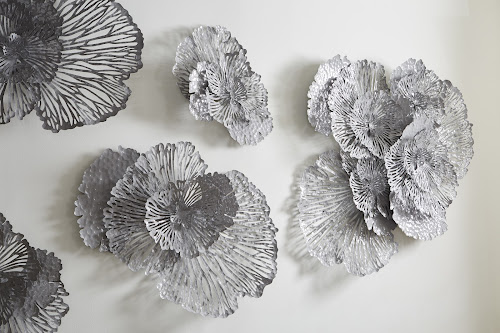 Phillips Collection Flower Wall Art, Large, Gray, Metal Gray Accent