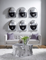 Phillips Collection Fashion Faces Wall Art Large Pout Black and Silver Leaf Accent