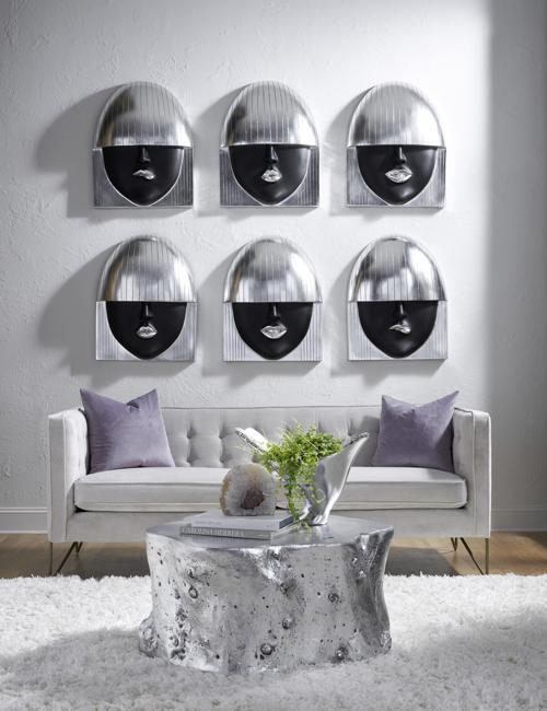 Phillips Collection Fashion Faces Wall Art Large Kiss Black and Silver Leaf Accent