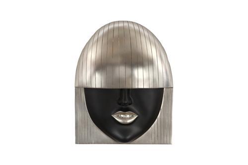 Phillips Collection Fashion Faces Wall Art Large Smile Black and Silver Leaf Accent