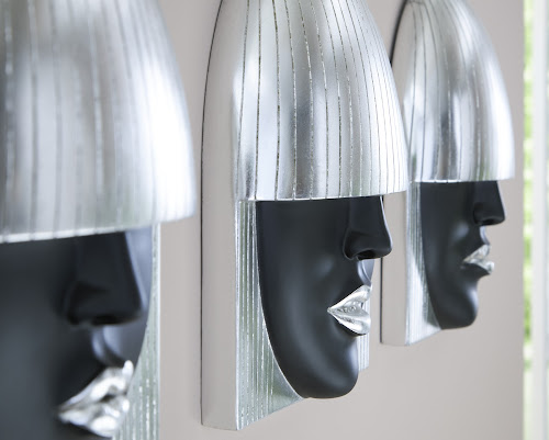 Phillips Collection Fashion Faces Wall Art Small Black and Silver Leaf Set of 3 Accent