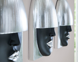 Phillips Collection Fashion Faces Wall Art Small Black and Silver Leaf Set of 3 Accent