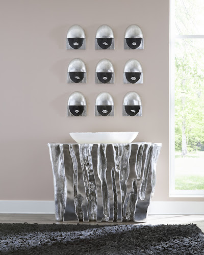 Phillips Collection Fashion Faces Wall Art Small Black and Silver Leaf Set of 3 Accent