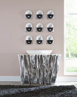 Phillips Collection Fashion Faces Wall Art Small Black and Silver Leaf Set of 3 Accent