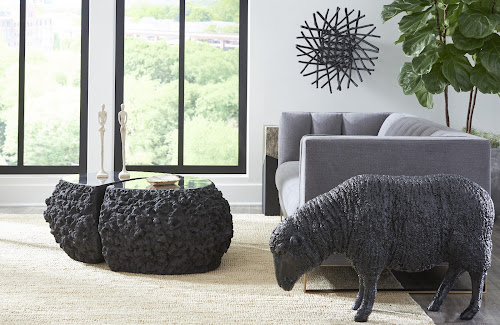 Phillips Collection Sheep Sculpture Gel Coat Black Accent