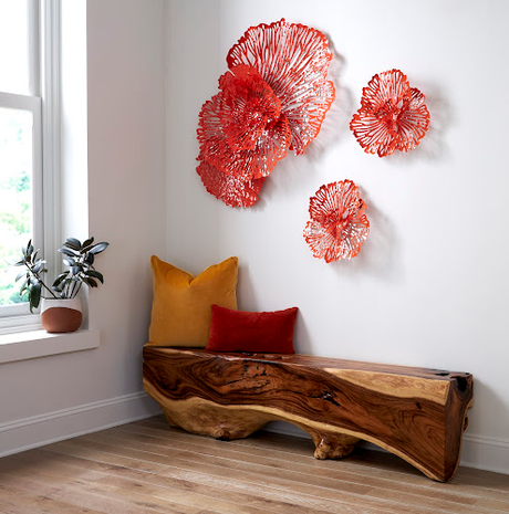 Phillips Collection Flower Wall Art Extra Small Coral Metal Accent