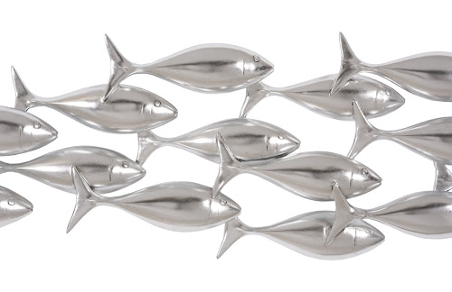 Phillips Collection School of Fish Wall Art, Silver Leaf Silver Accent