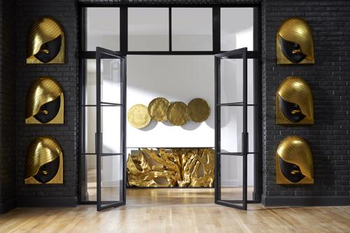 Phillips Collection Fashion Faces Wall Art, Large Her Left Wave Black and Gold Accent