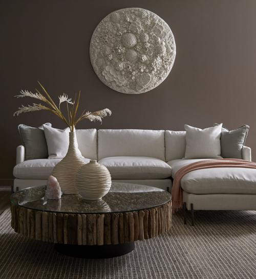 Phillips Collection Coral Reef Wall Art, Painted Cream Color Round Accent
