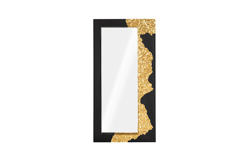 Phillips Collection Mercury , Rectangle Black Gold Leaf Mirror