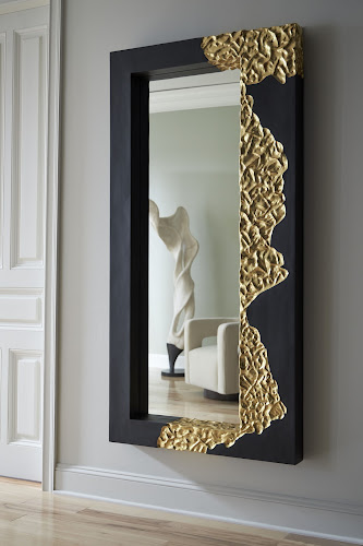 Phillips Collection Mercury , Rectangle Black Gold Leaf Mirror