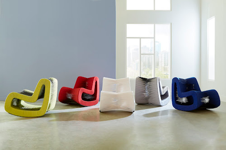 Phillips Collection Seat Belt Rocking Blue/Black Chair