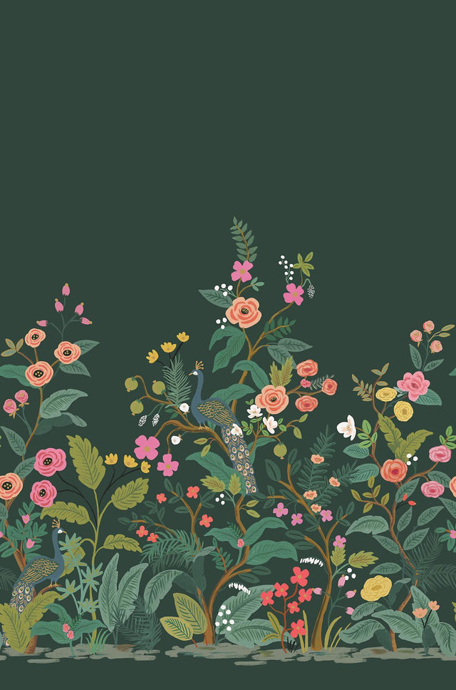 Rifle Paper Co. Peacock Mural Green Wallpaper