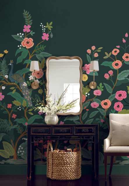 Rifle Peacock Mural Green Wallpaper