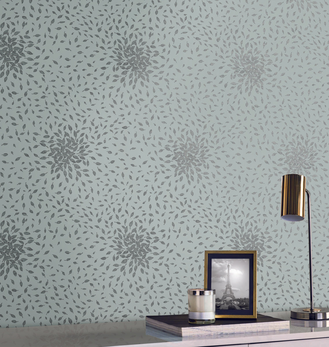 Antonina Vella Petite Leaves Blue Wallpaper