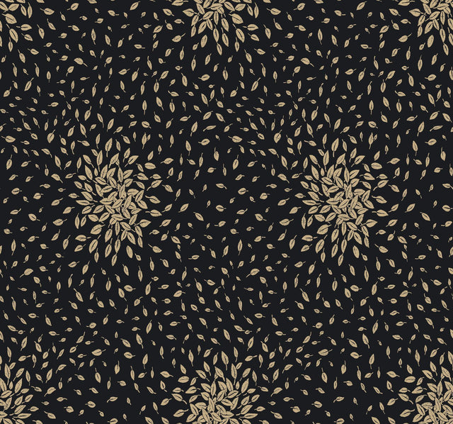 Antonina Vella Petite Leaves Black Wallpaper
