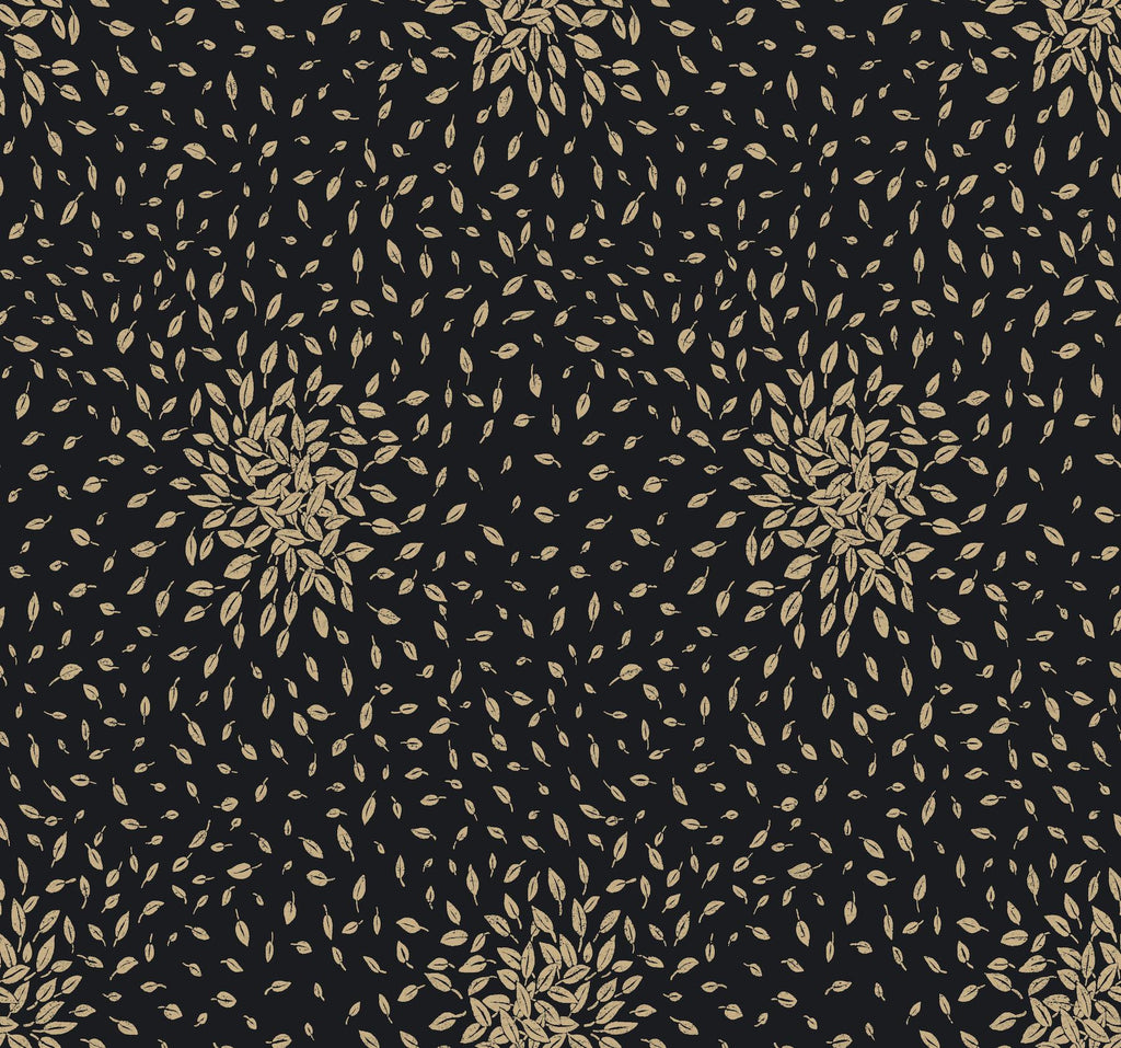 Antonina Vella Petite Leaves Black Wallpaper