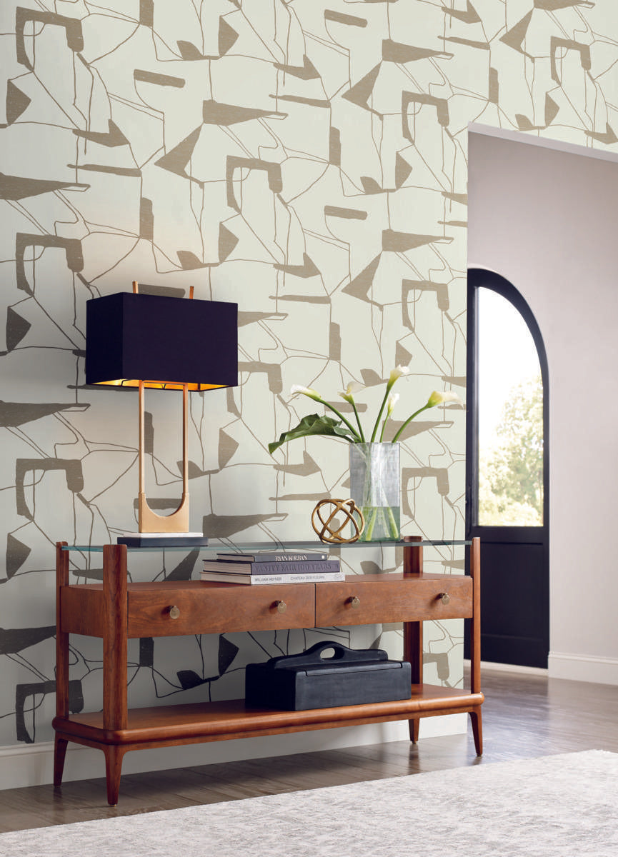 Antonina Vella Abstract Geo White & Off-White Wallpaper