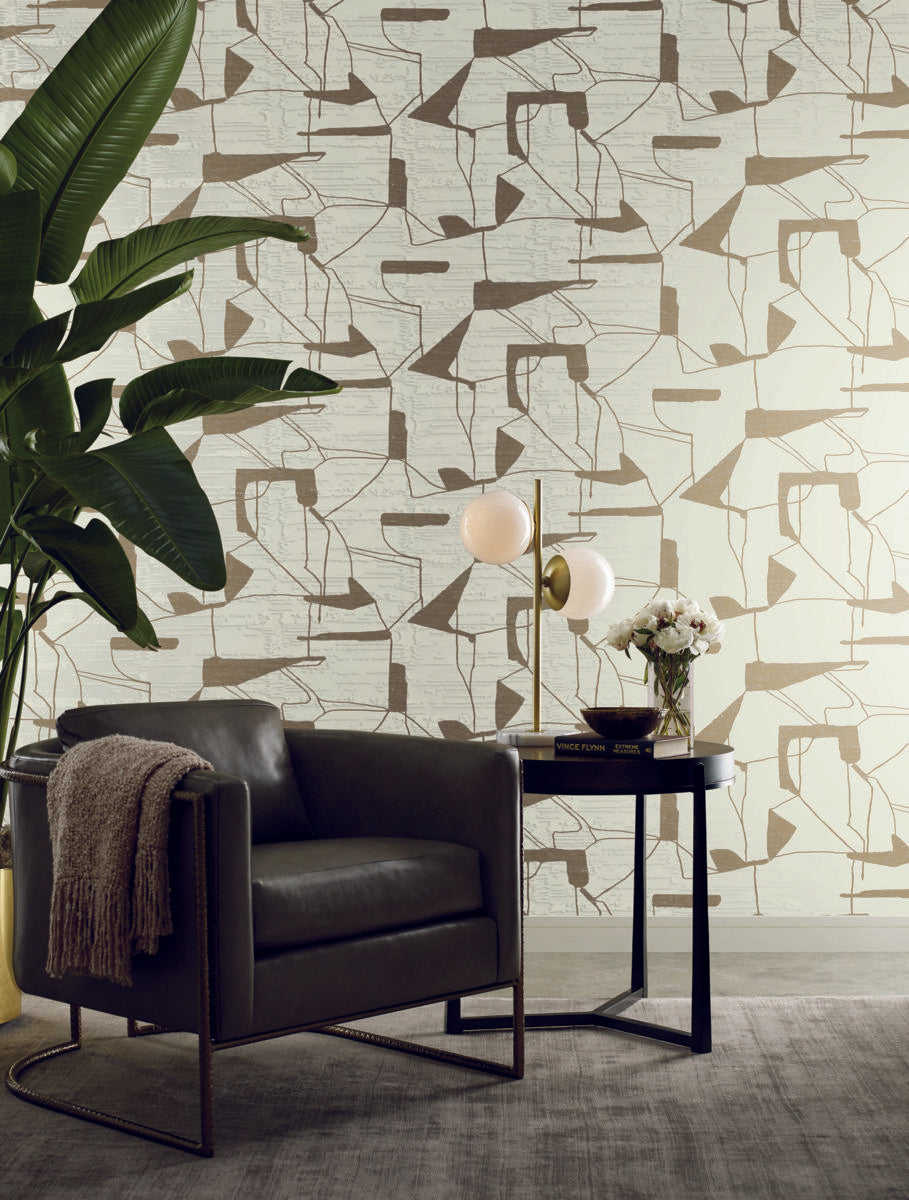 Antonina Vella Abstract Geo White & Off-White Wallpaper