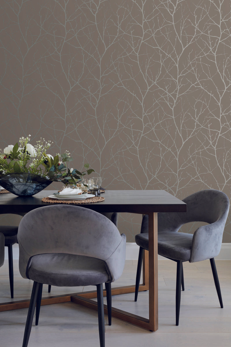 Antonina Vella Trees Silhouette Brown Wallpaper