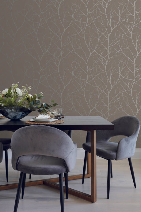 Antonina Vella Trees Silhouette Brown Wallpaper
