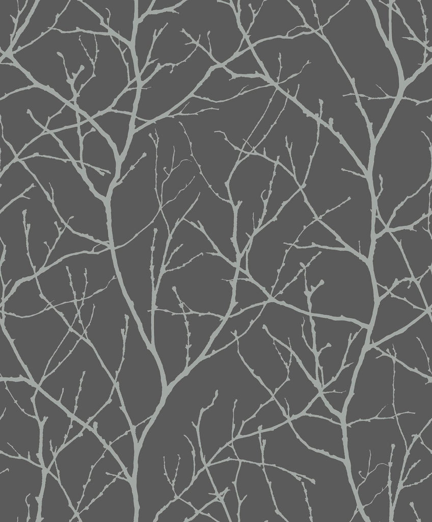 Antonina Vella Trees Silhouette Grey Wallpaper