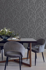 Antonina Vella Trees Silhouette Grey Wallpaper
