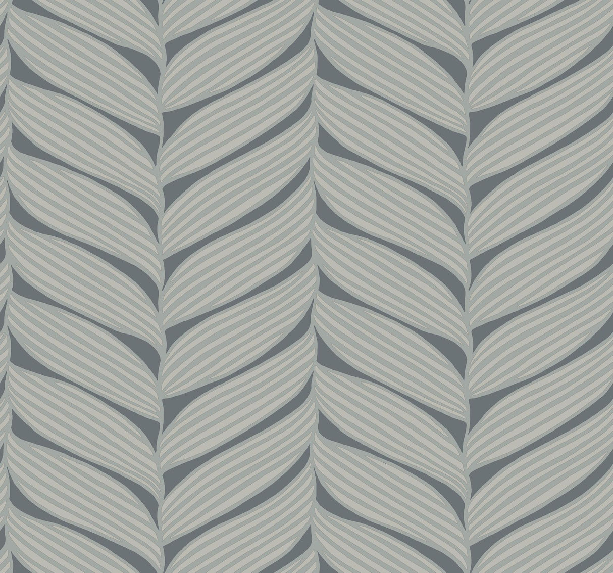 Antonina Vella Luminous Leaves Grey Wallpaper