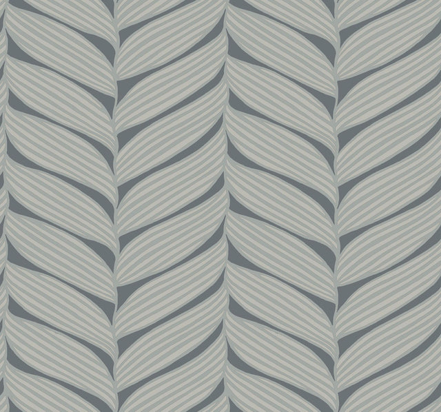 Antonina Vella Luminous Leaves Grey Wallpaper