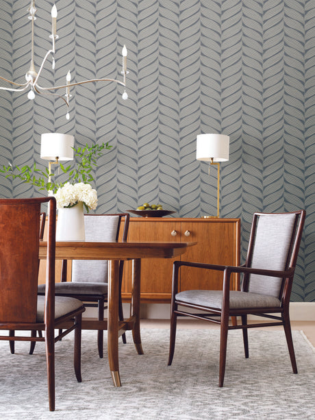 Antonina Vella Luminous Leaves Grey Wallpaper