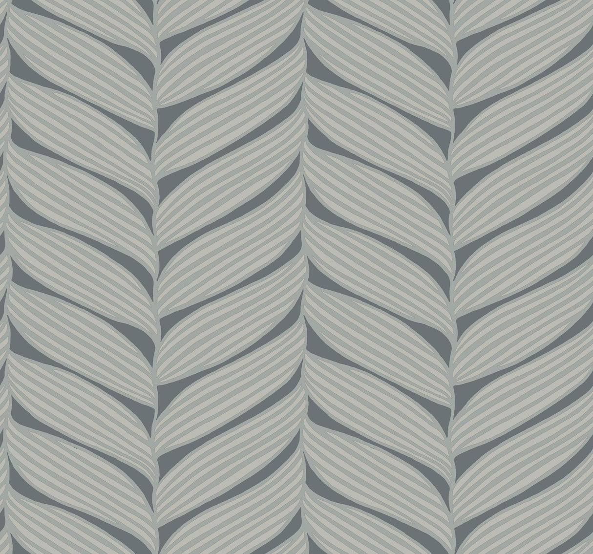 Antonina Vella Luminous Leaves Grey Wallpaper