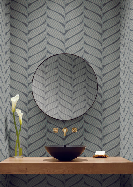 Antonina Vella Luminous Leaves Grey Wallpaper