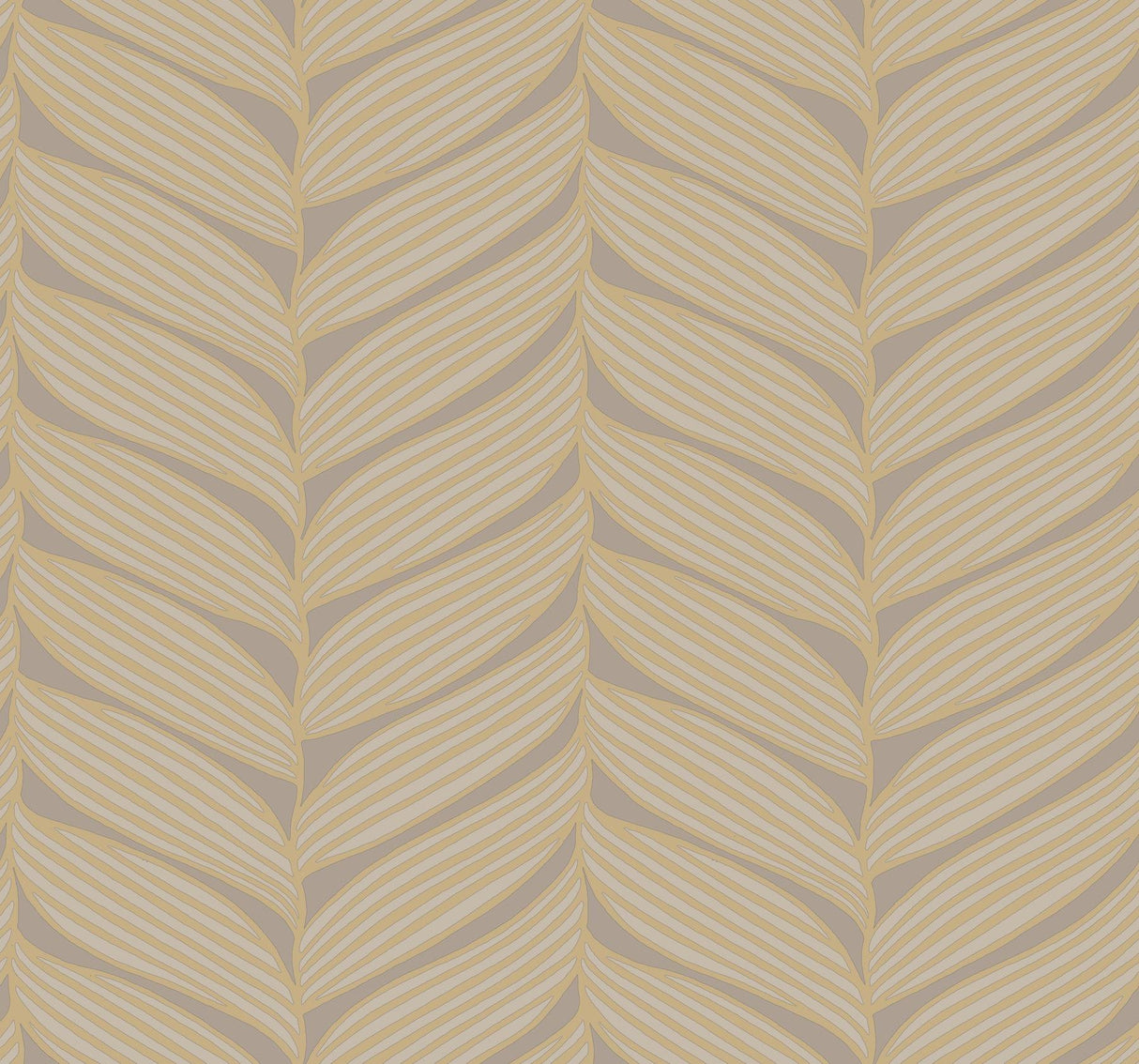 Antonina Vella Luminous Leaves Brown Wallpaper