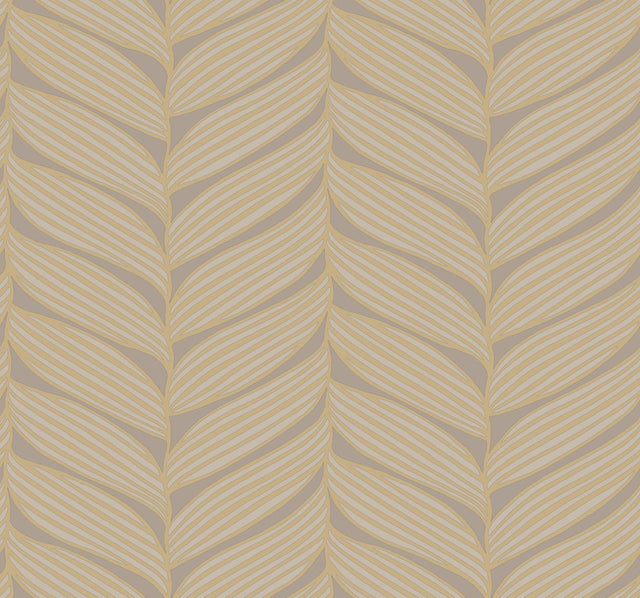 Antonina Vella Luminous Leaves Brown Wallpaper