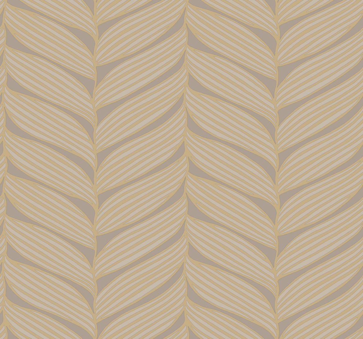 Antonina Vella Luminous Leaves Brown Wallpaper