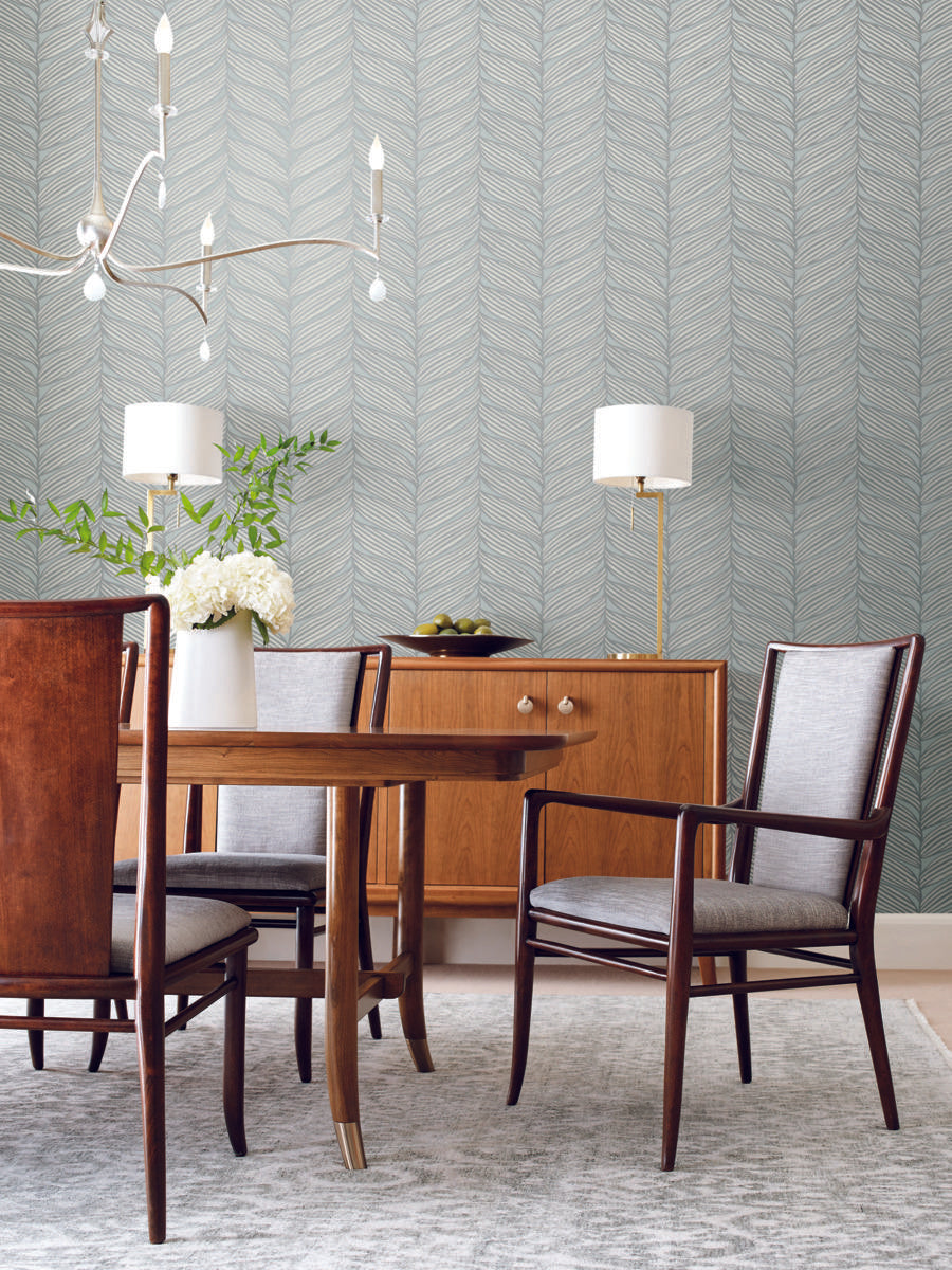 Antonina Vella Luminous Leaves Blue Wallpaper