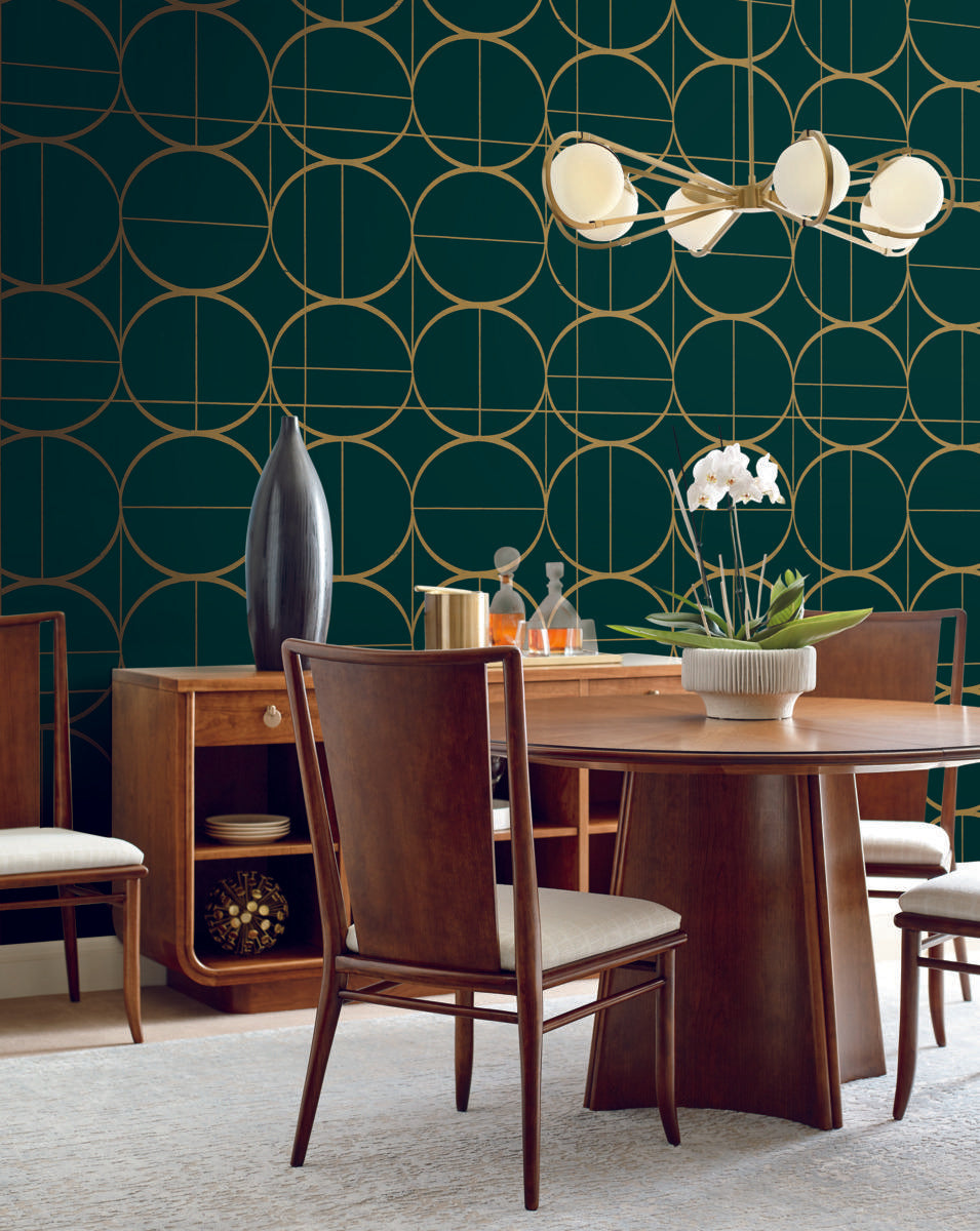 Antonina Vella Sun Circles Green Wallpaper