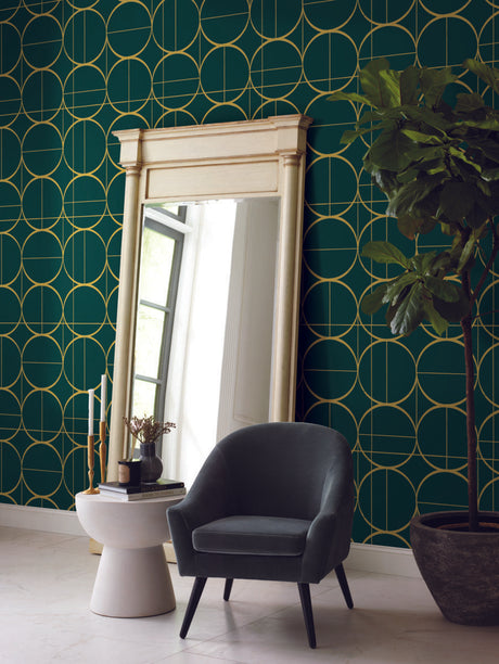 Antonina Vella Sun Circles Green Wallpaper