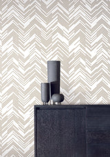 Antonina Vella Polished Chevron White & Off-White Wallpaper