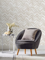 Antonina Vella Polished Chevron White & Off-White Wallpaper